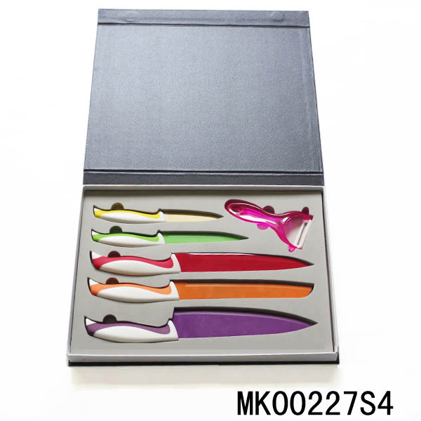 MK00227S4 6Pcs Painting Kitchen Knife & Ceramic Peeler In Colour Box