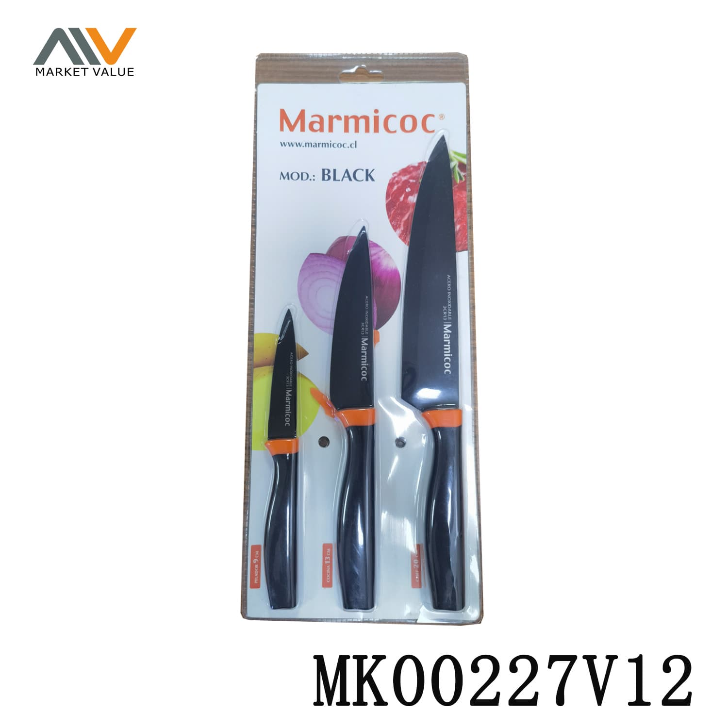 MK00227V12 3 Pcs Non Stick Knife Set Pp+Tpr Handle