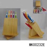 7Pcs Knife Set Soft Grip +Wooden Block + Scissors In Box
