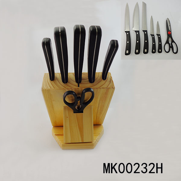 MK00232H 7Pcs Knife Set With Wooden Block Stand In Box