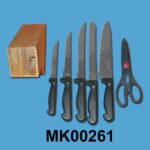 7Pcs Knife Set W/Wooden Block In Colur Box