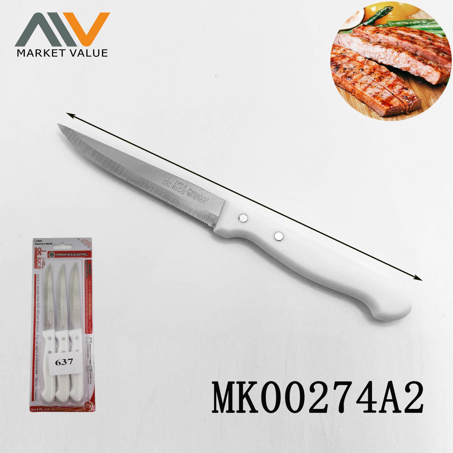 MK00274A2 Set Of 6 Pcs 4.5" Steak Knife With Pp Handle