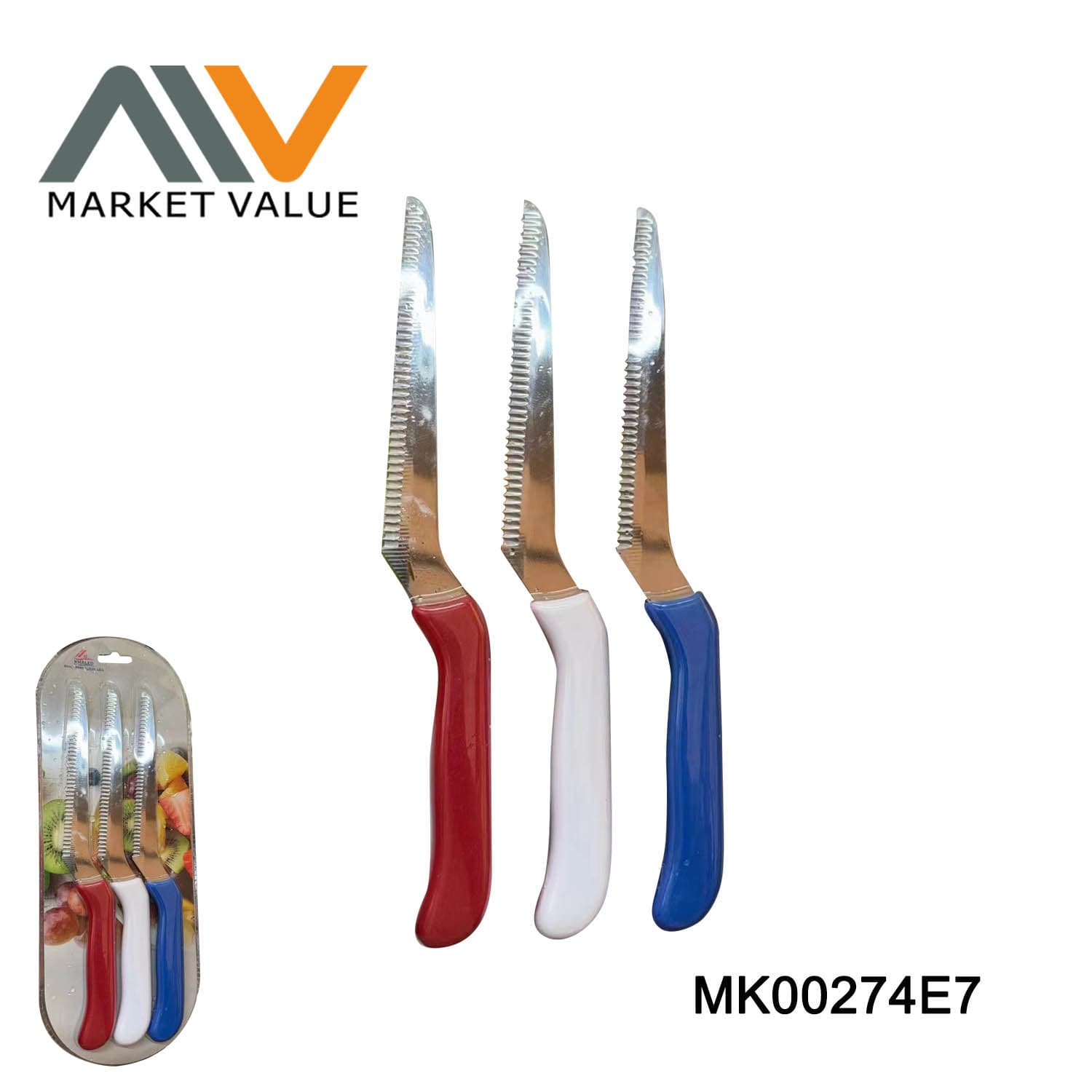 MK00274E7 3Pcs S.S Steak Knife With Pp Handle D/B