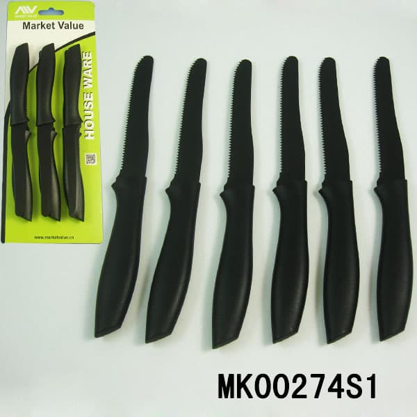 MK00274S1 4"S/S 6Pcs Steak Knife Nonstick Coating B/C