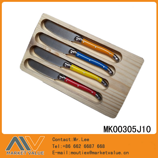 MK00305J10 4Pcs 4.5" S/S Steak Knife With Abs Handle In Wooden Box
