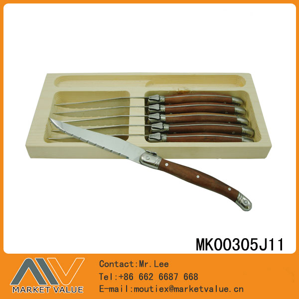 MK00305J11 6Pcs 4.5" S/S Steak Knife In Wooden Box