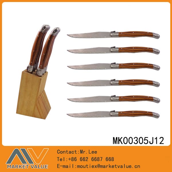 MK00305J12 6Pcs Steak Knife With Abs Handle In Wooden Stand