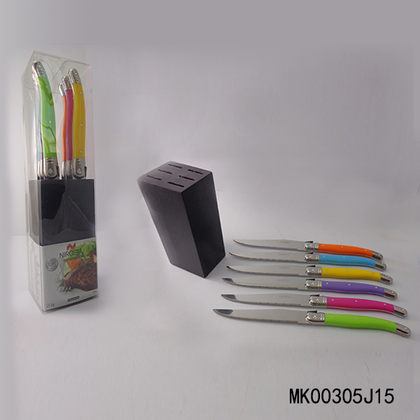 MK00305J15 6Pcs Steak Knife With Plastic Stand In Pvc Box(Full Tang