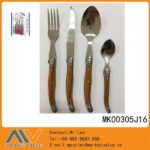4Pcs Cutlery Set With Wooden Effect Handle In Pvc Box