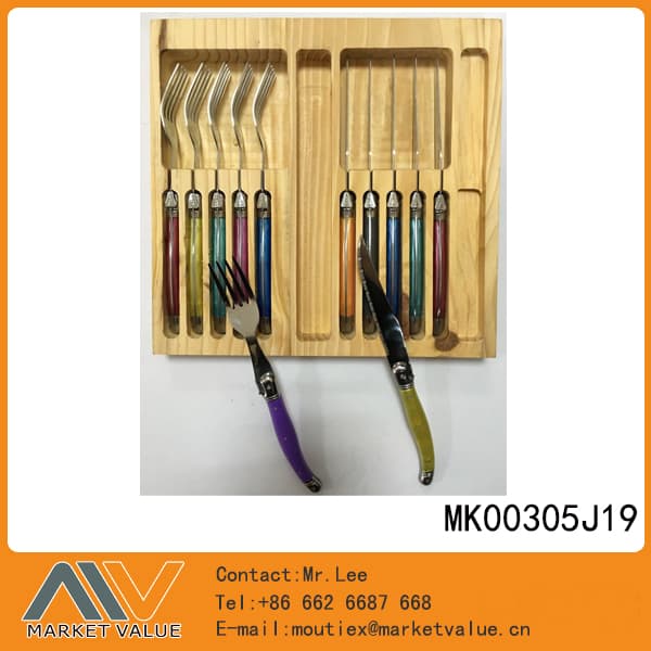 MK00305J19 6Pcs Knife&Fork Set With Wooden Box(Full Tang)