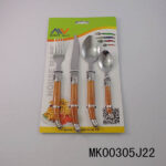 4Pcs Cutlery Set With Wooden Effect Handle