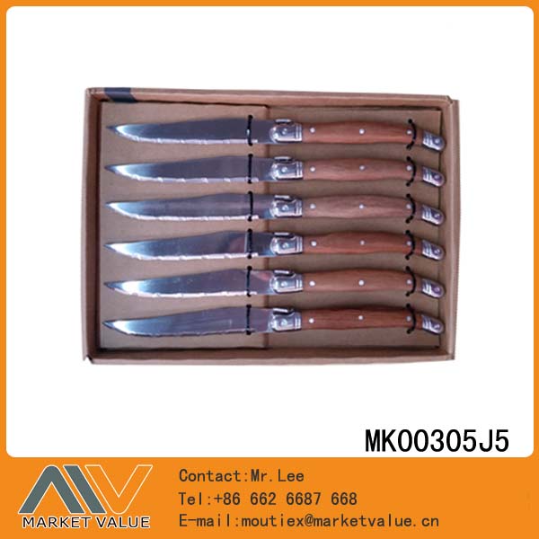 MK00305J5 6Pcs 4.5" S/S Steak Knife With Wooden Handle In Box