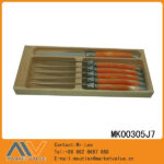 6Pcs 4.5" S/S Steak Knife With Abs Handle In Wooden Box