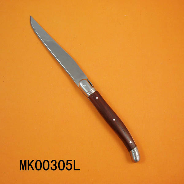 MK00305L 4.5" S/S Steak Knife With Colour Wooden Handle