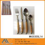 24Pcs Cutlery Set With Wooden Effcet Handle