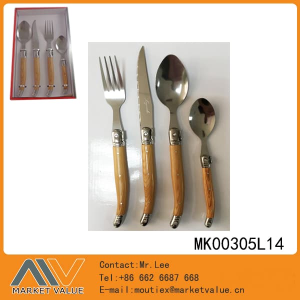 MK00305L14 24Pcs Cutlery Set With Wooden Effcet Handle