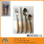 24Pcs Cutlery Set With Wooden Effcet Handle