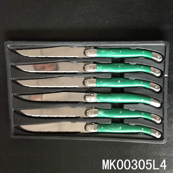 MK00305L4 6Pcs 4.5" S/S Steak Knife Plastic Handle In Window Box