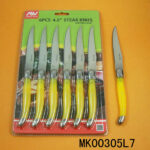 6Pcs 4.5" S/S Steak Knife Half Plastic Handle D/B