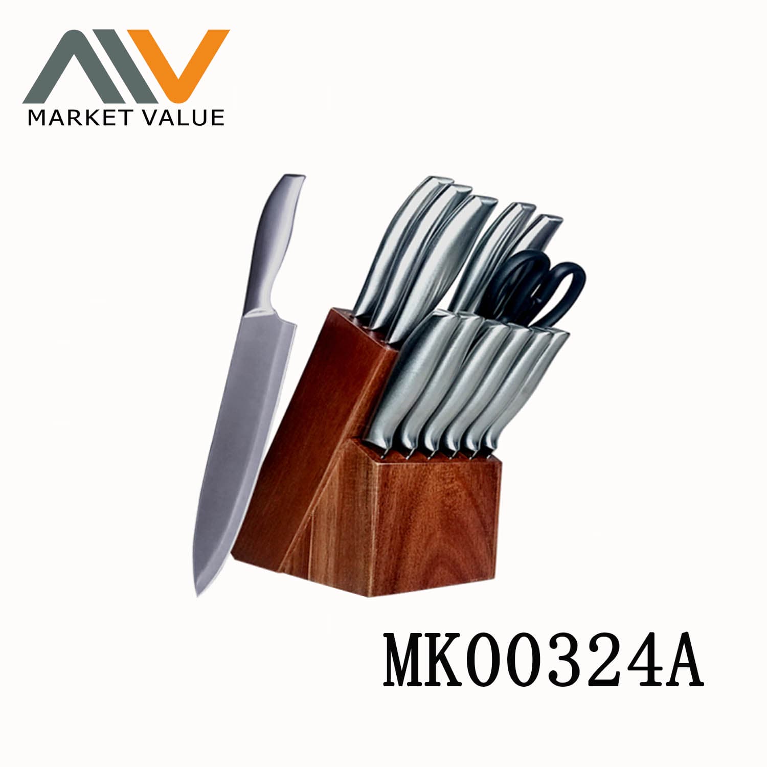 MK00324A 13Pcs Kitchen Knife Set With Wood Cutter Holder