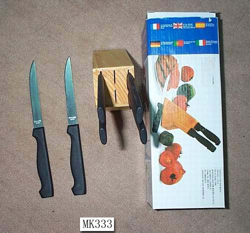 MK00333 6Pcs Steak Knife W/Wooden Block In Colour Box