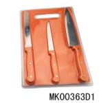 4Pcs Knife Set 2Cr13 Whit Pp Handle + Cutting Board