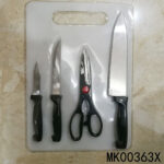 4Pcs Pp Handle S/S Knife Set+Board