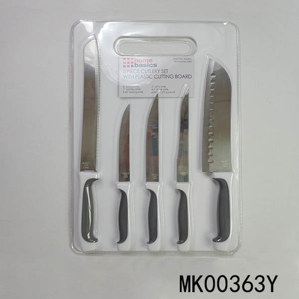 MK00363Y 5Pcs S/S Knife Set+Board D/B