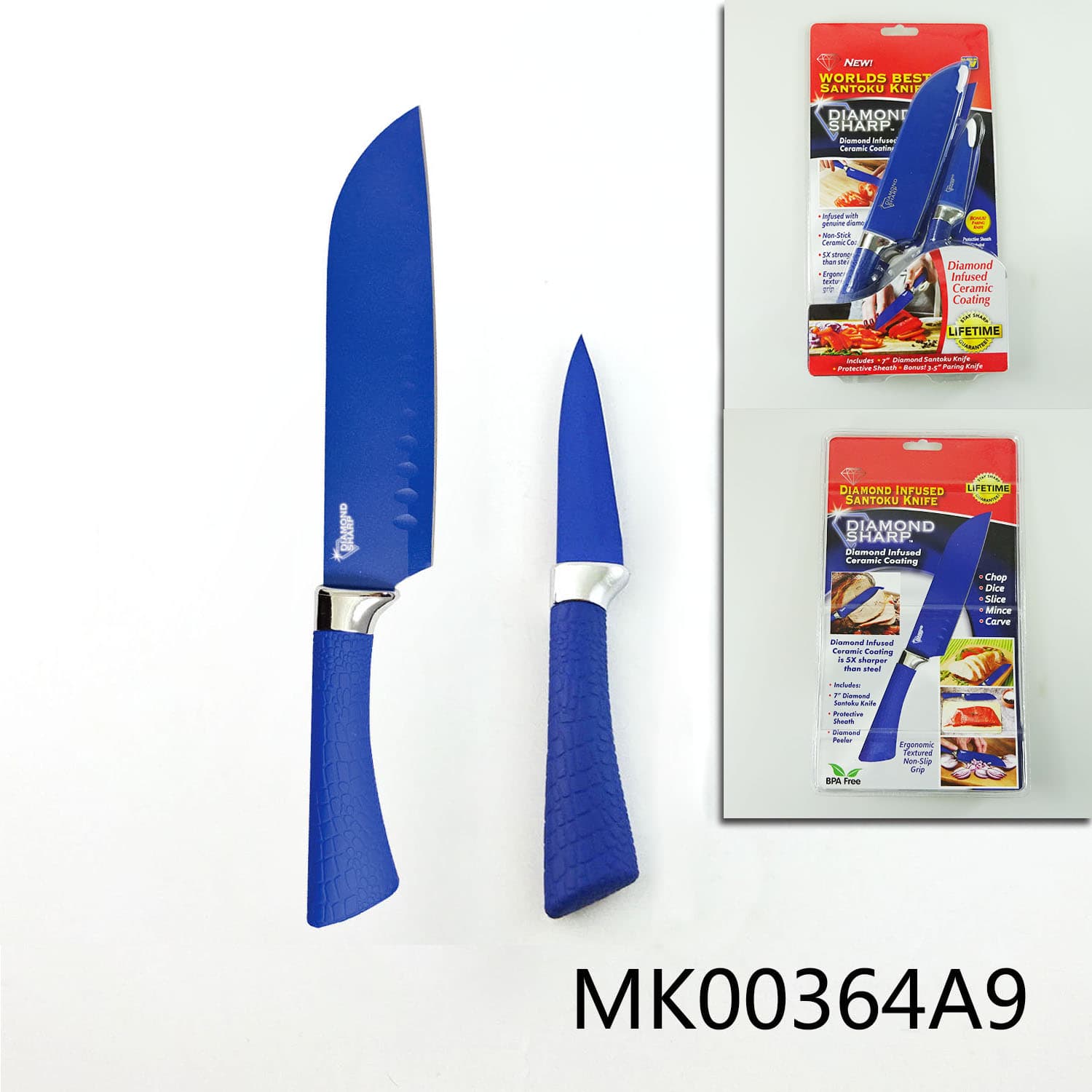 MK00364A9 Santoku Knife W/Cover+Paring Knife With Nonstick Coating