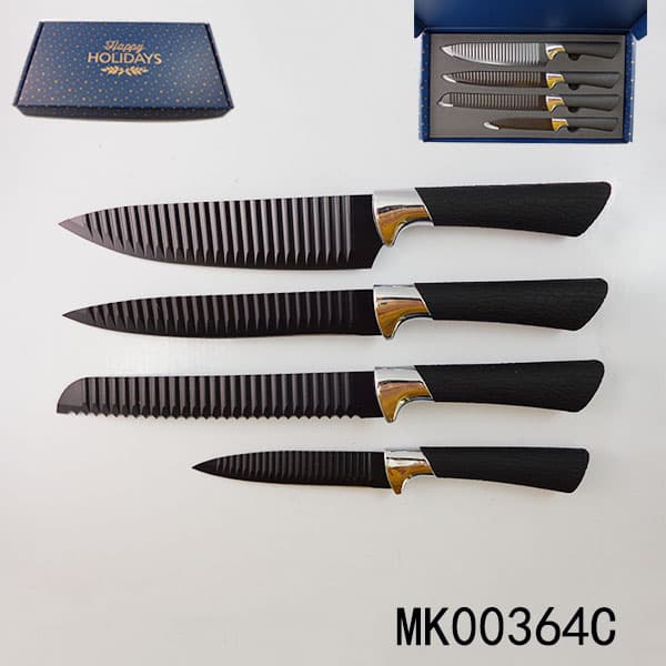 MK00364C 4Pcs Non-Stick Coating Knife Set Wave Blade In Gift Box