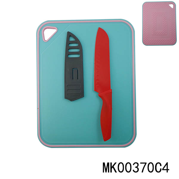 MK00370C4 7"Non-Stick Coarting Santoku Knife With Cutter Board