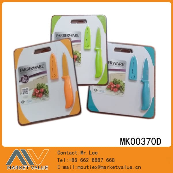 MK00370D 3.5"Non-Stick Coarting Fruit Knife With Cutter Board