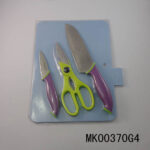 Cutting Board+3.5'Fruit Knife+Scissor+7"Chef Knife