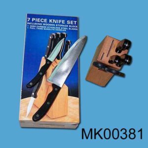 7Pcs Knife Set Bakelite Handle W/Wooden Block In Colour