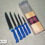 6Pcs Knife Set Pp Handle W/Wooden Block In Pvc Box