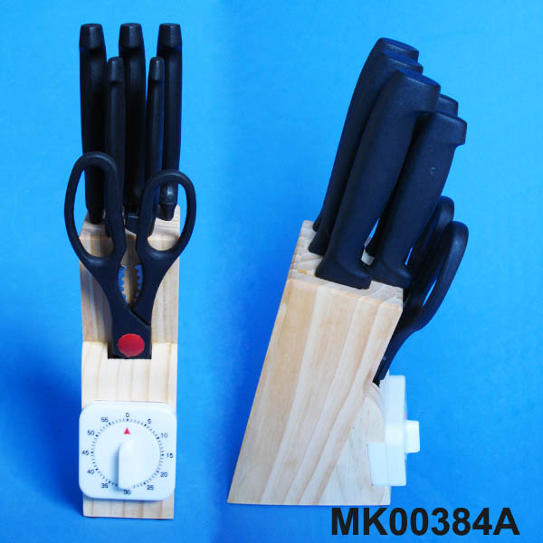 Knife Set(5Pcs Knievs/Scissor/60Min Time Switch/Wooden Block)