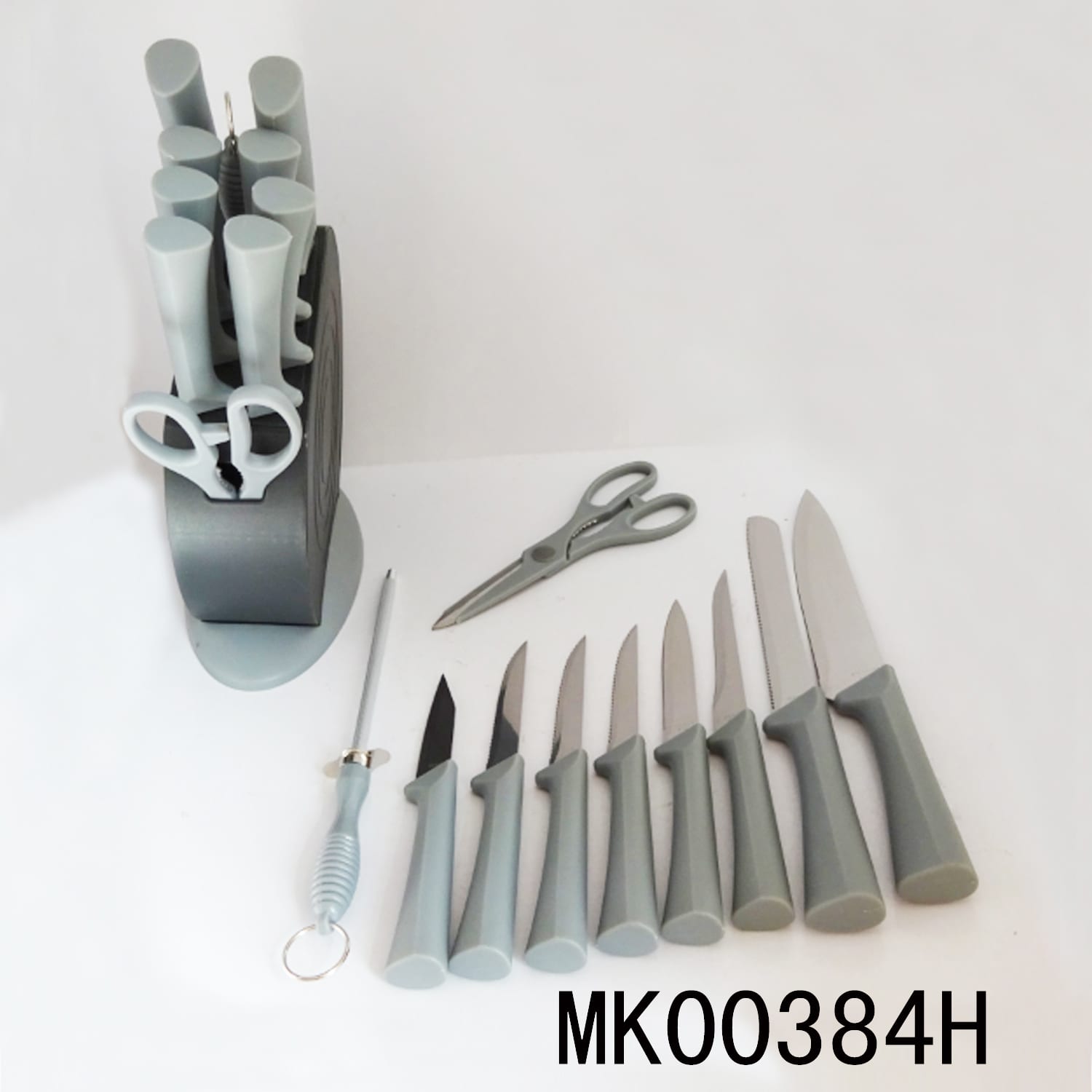 MK00384H 11Pcs S/S Pp Handle Cutlery Sets W/Holder In Color Box