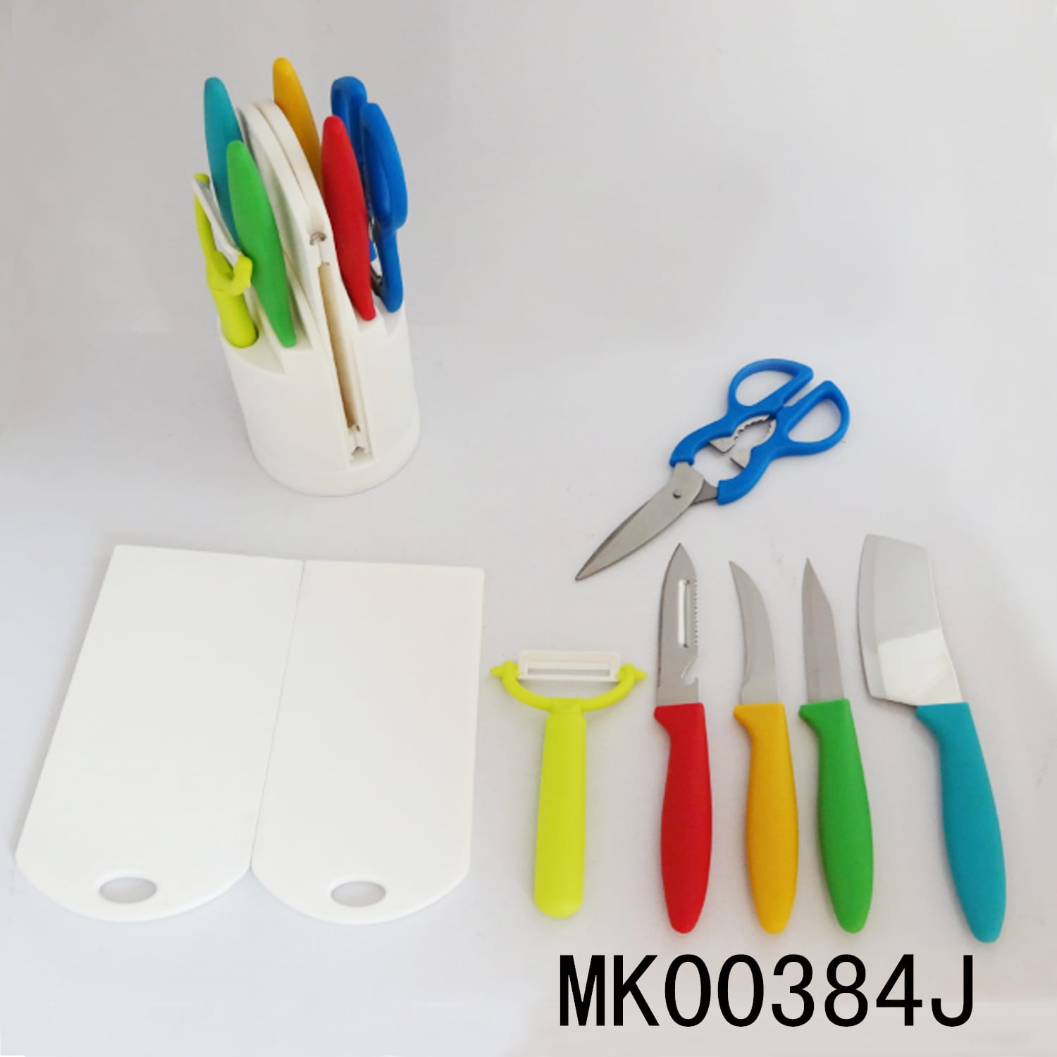 MK00384J 8Pcs S/S Pp Handle Knife Sets With Holder In Color Box