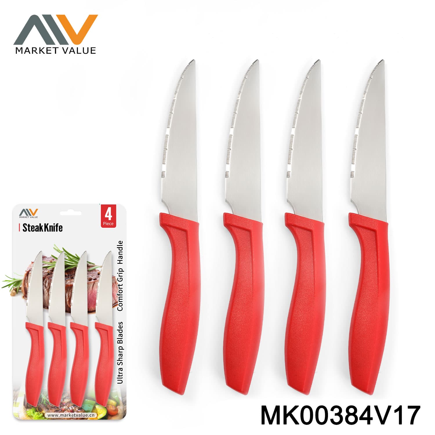 MK00384V17 4Pk Ss Jumbo Steak Knife Set Pp Handle Bc