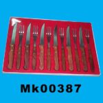 6Pcs Steak Knife & 6Pcs Forks Rose Wooden In Box