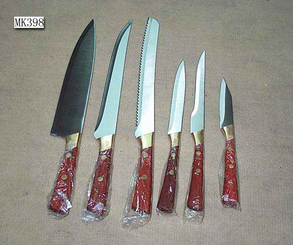 MK00398 6Pcs Knife Set Wooden Handle