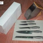 5Pcs Hollow Handle Knife Set W/Wooden Block