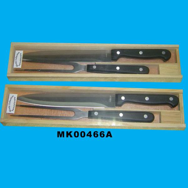 MK00466A Bekalite Handle Knife & Forks In Wooden Box