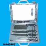 6Pcs Knife Set W/Cutting Board In Plastic Box