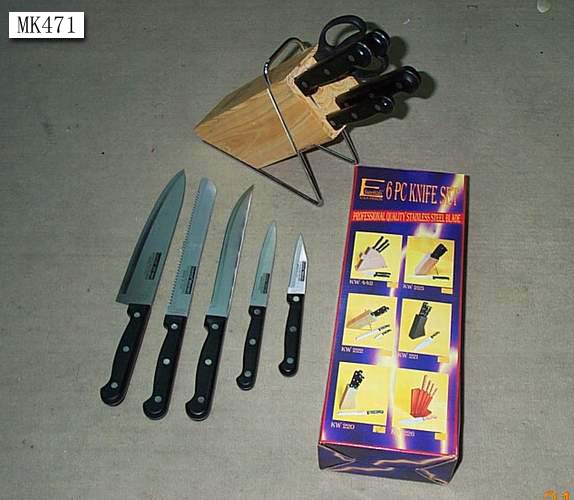 MK00471 6Pcs Knife Set W/Wooden Block
