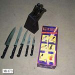 6Pcs Knife Set Bakelite Handle W/Wooden Block