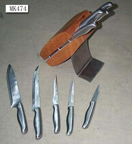 MK00474 6Pcs S/S Knife Set W/Wooden Block