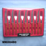Fork & Knife Set 12Pc Wooden Handle W/Pvc Tray