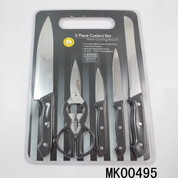 MK00495 4Pcs Knife & Scissors & Cutting Board D/B