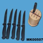 6Pcs Pp Handle Steak Knife + Wooden Block